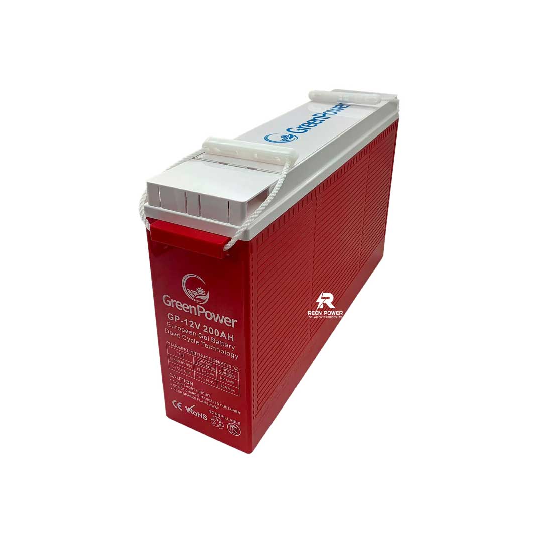 200Ah 12V GreenPower European Gel Slim Battery – Deep Cycle (1000+ Cycles)