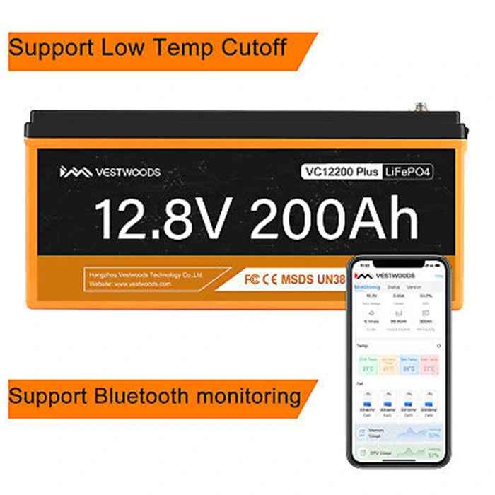 2.56kWh 12.8V 200Ah Vestwoods Lithium Battery – VC12200PLUS (LiFePO₄ Cells) - Image 3