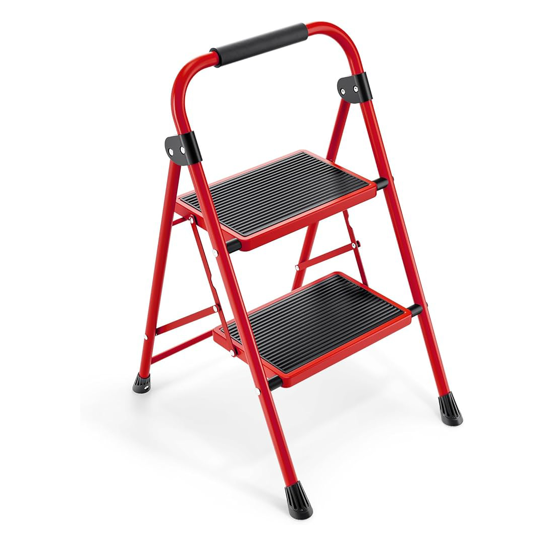 A-Type 2-Step Steel Ladder – Red