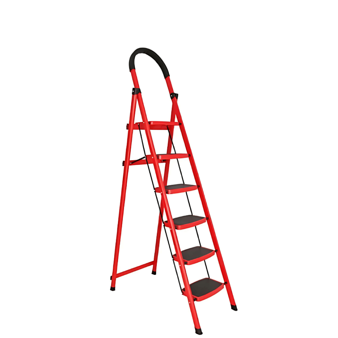 A-Type 6-Step Steel Ladder – Red