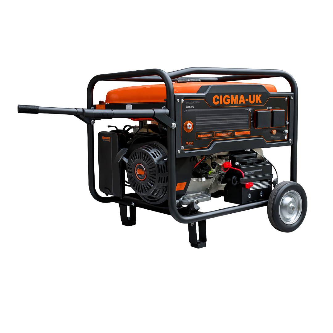 6.8kVA Cigma-UK Petrol Generator (5.0kW Rated, Key Start, Trolley & Wheels) 6500AE2