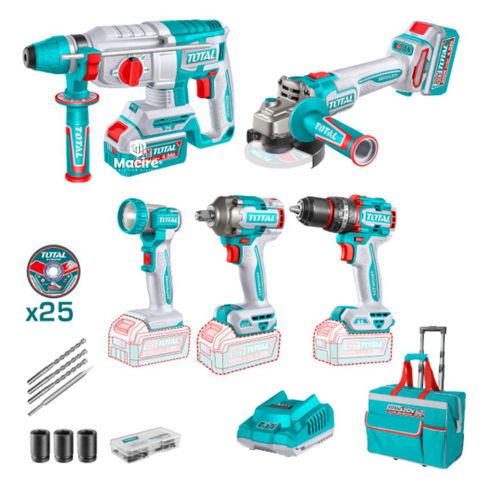 TOTAL 20V Cordless 5 pcs Industrial Combo Kit - TCKLI20592