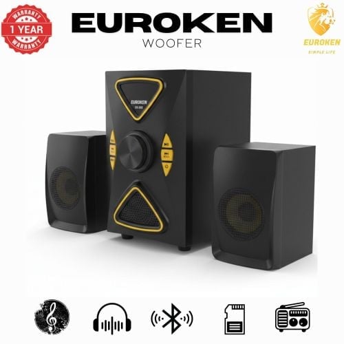 Euroken EK-502 2.1 Channel High Quality Woofer System - 1200W PMPO Home Theater - Bluetooth Speaker with Super Bass & FM Radio