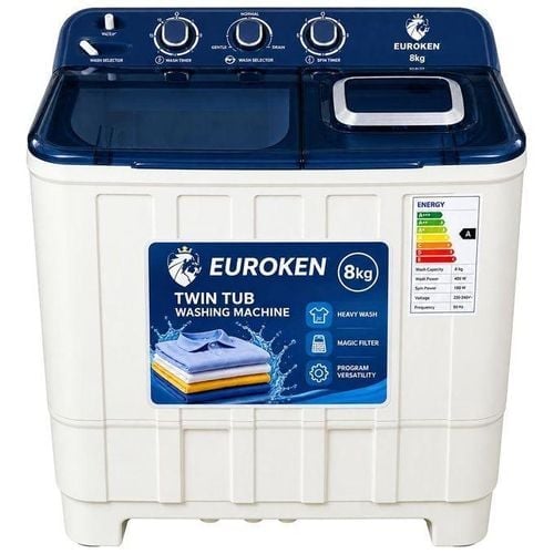 Euroken XPB80-2560B 8kg Twin Tub Washing Machine