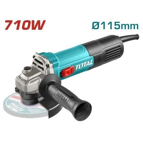 TOTAL 710W Angle Grinder(TG10711576-8) - 115mm Disc, 12000rpm, M14 Spindle, Auxiliary Handle