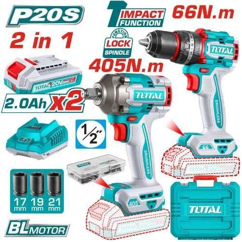 TOTAL TCKLI20286 Cordless 2 pcs Combo Kit (20V)