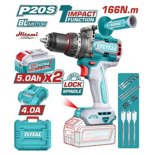 TOTAL Brushless Cordless Impact Drill 20V 166Nm - TIDLI201668