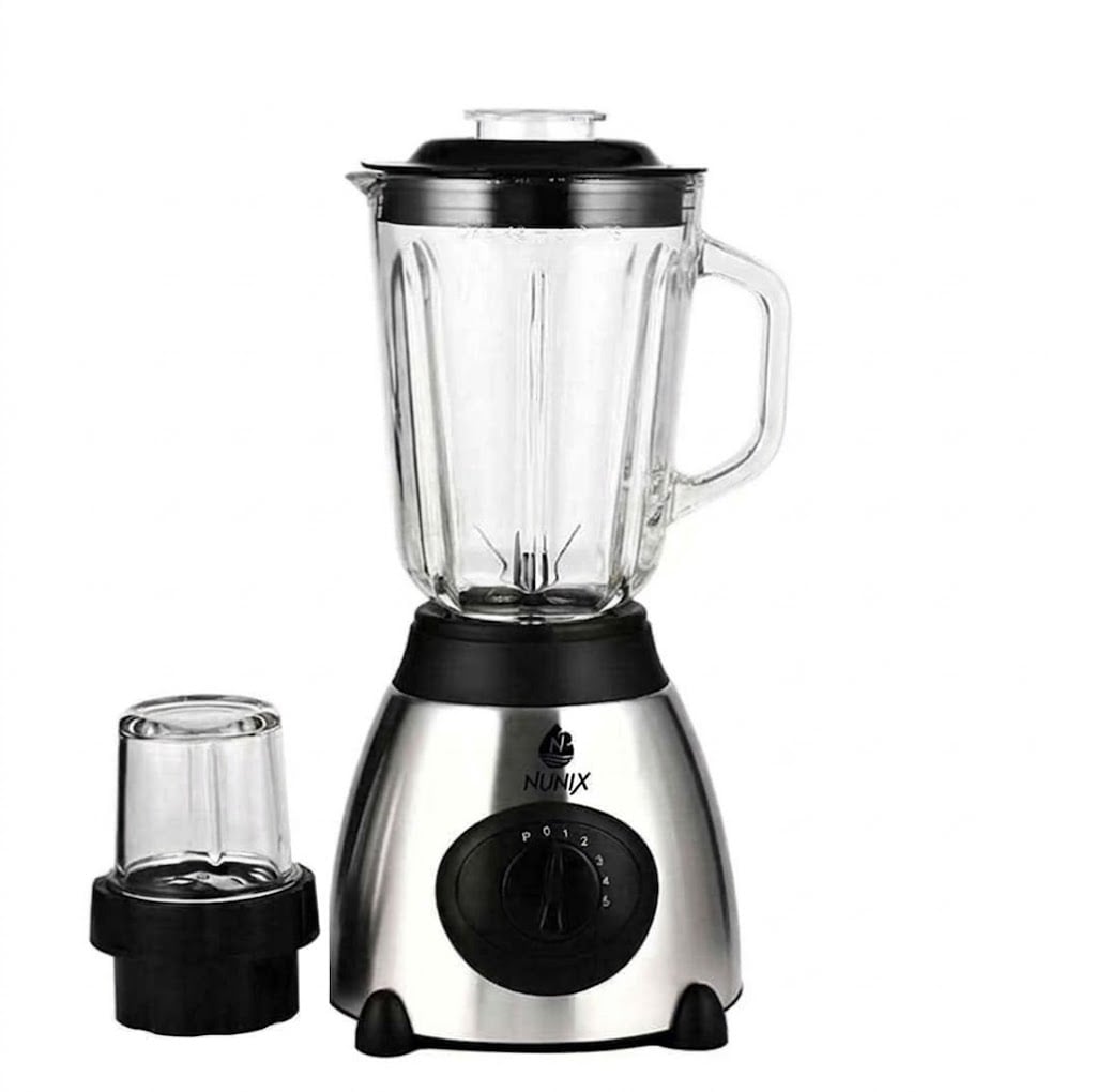 Nunix AK-500 2-in-1 Electric Blender with 1.5L Glass Jar and Grinder Cup