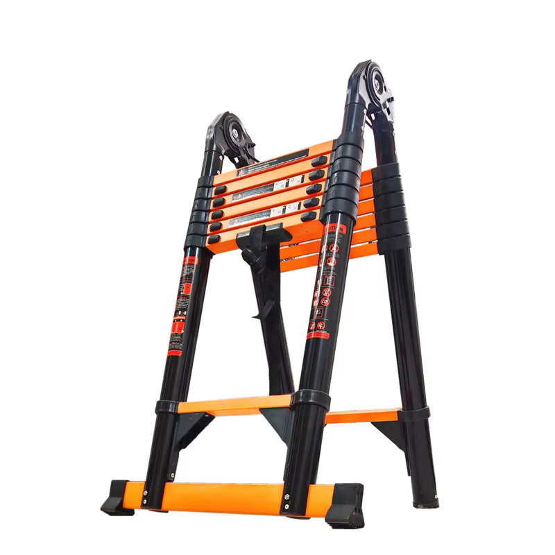 2.1m + 2.1m (4.2m) Double Telescopic Steel Ladder (5 + 5 Step)