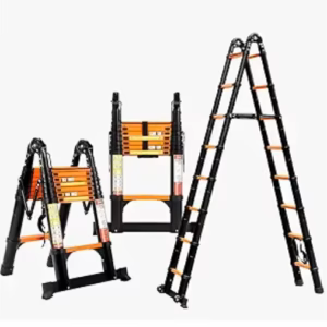 2.5m + 2.5m (5m) Double Telescopic Steel Ladder (6 + 6 Step)