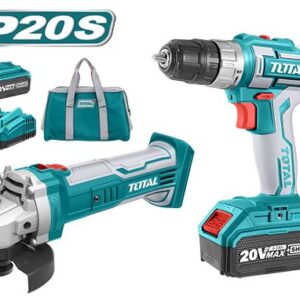 TOTAL 20V Cordless Drill & Angle Grinder Combo Kit - TCKLI2009