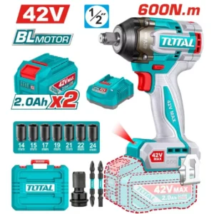TOTAL 42V Brushless Cordless Impact Wrench with 2 Batteries / 2.0Ah - TIWLI42602