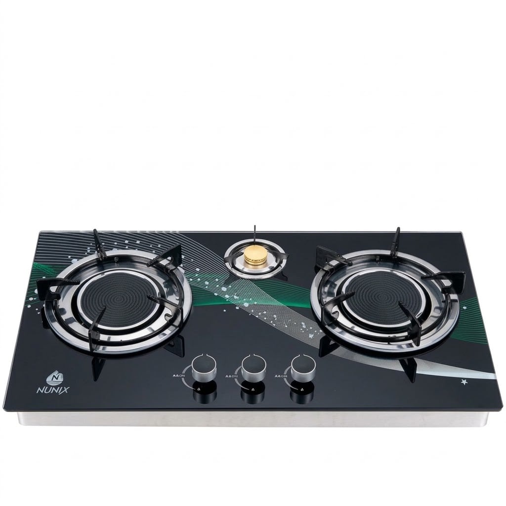 Nunix GP-007 3 Burner Infrared Glass Top Gas Cooker