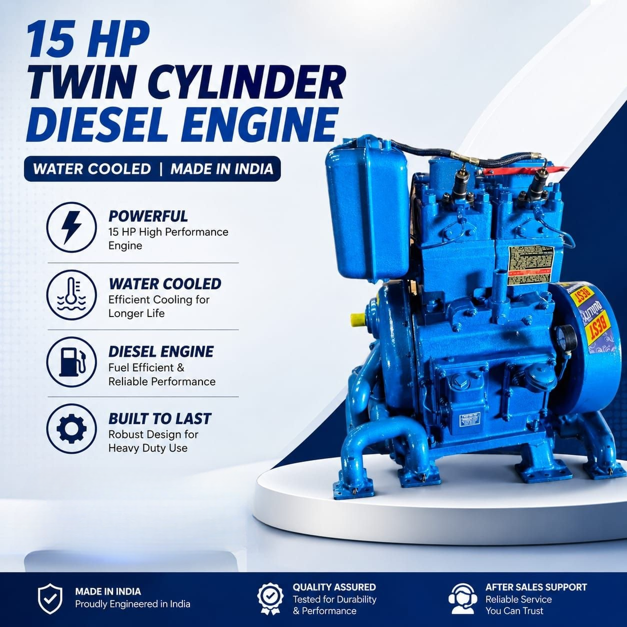 15HP Twin Cylinder Water-Cooled Diesel Engine
